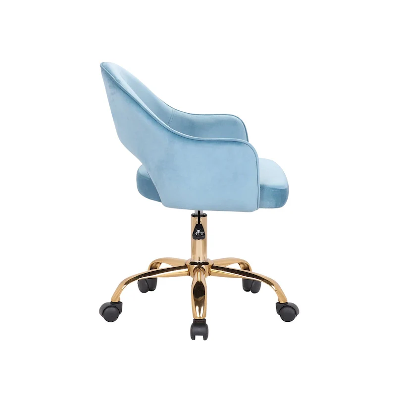 Velvet Swivel Office Chair, Golden Chrome Legs