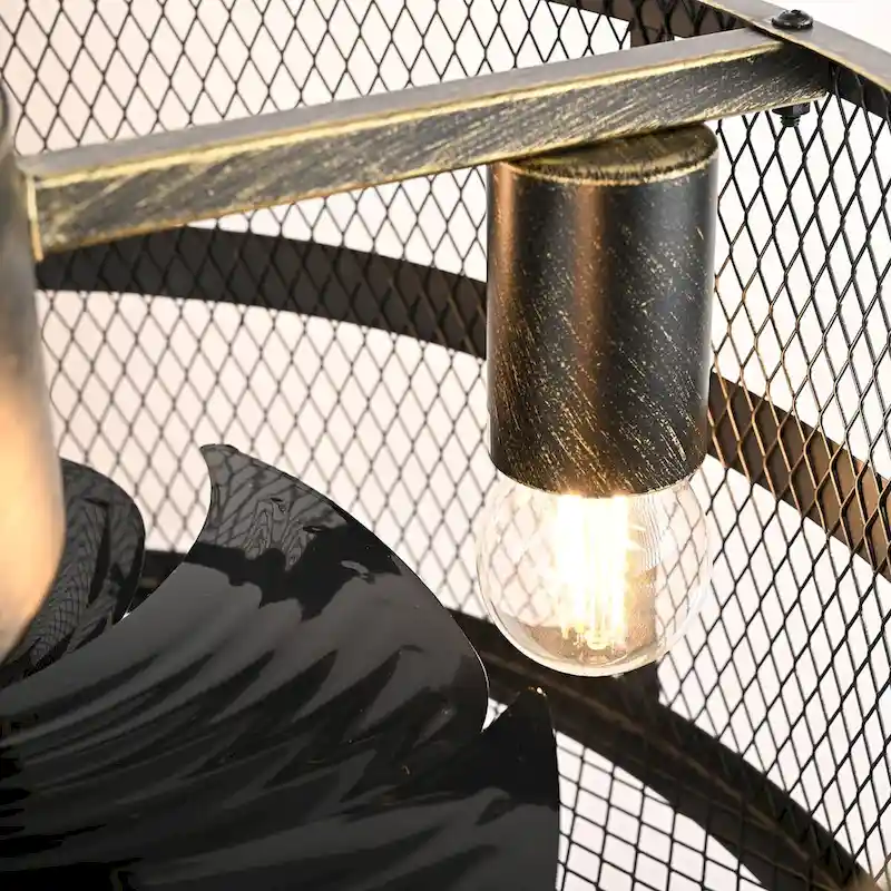 18  Industrial Style Ceiling Fan with Lights and Remote - Antiqued Brass