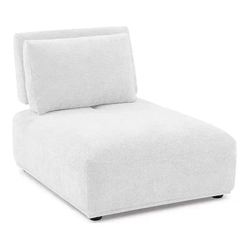 HOMES: Inside + Out Povoa Modern Modular Armless Chair Chenille with Extendable Backrest White