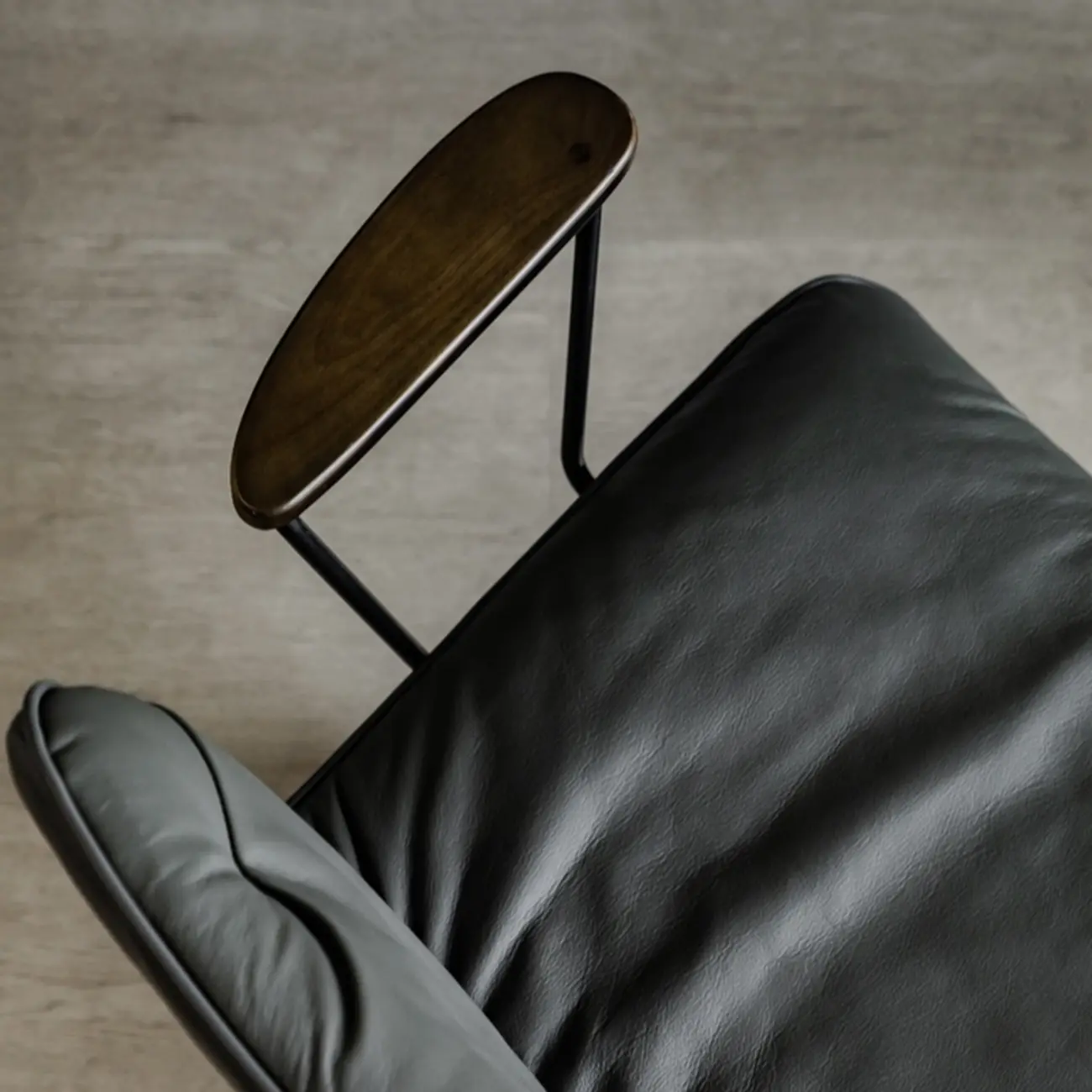 Elegant Grey Leather Metal Swivel Office Chair with Casters