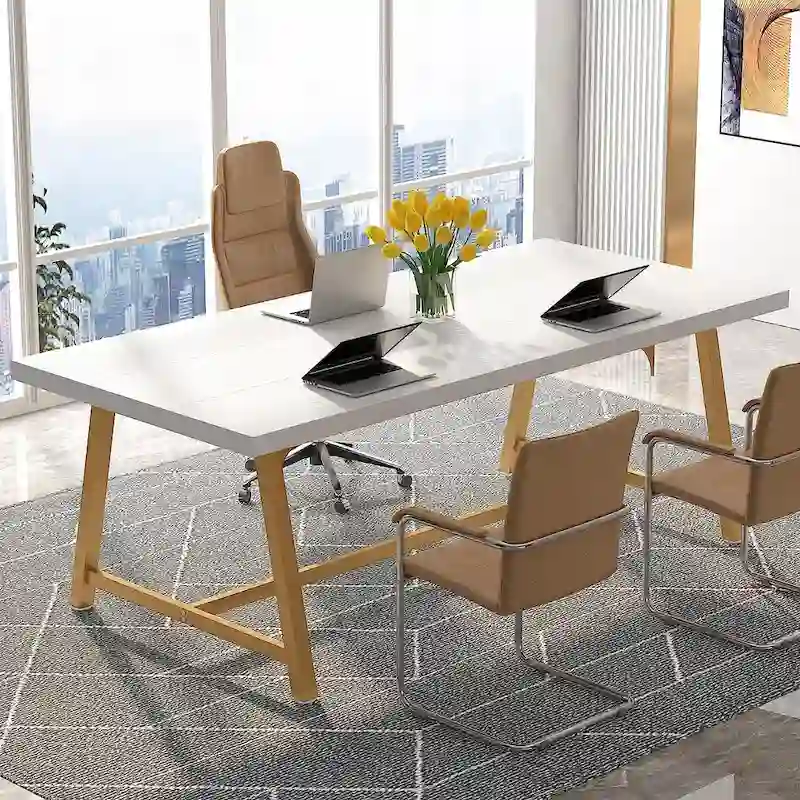 6FT Rectangle Conference Table, 70.9L Meeting Table for 6 People