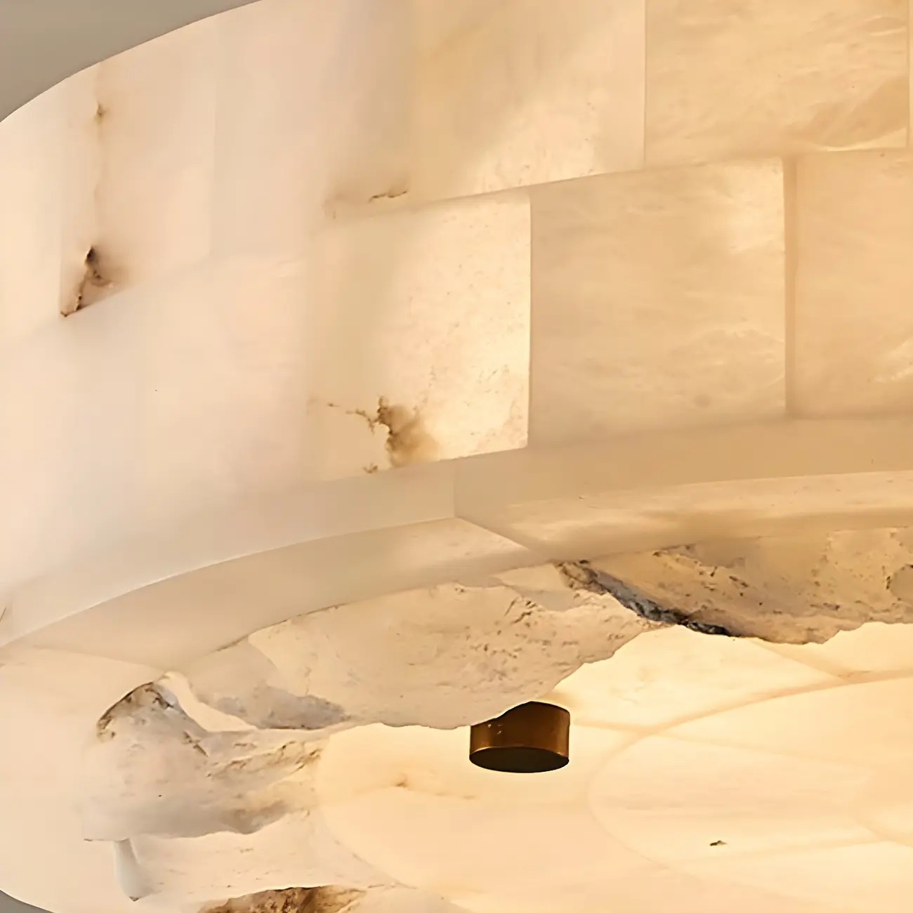 Luxurious Gold Alabaster Cylindrical Chandelier