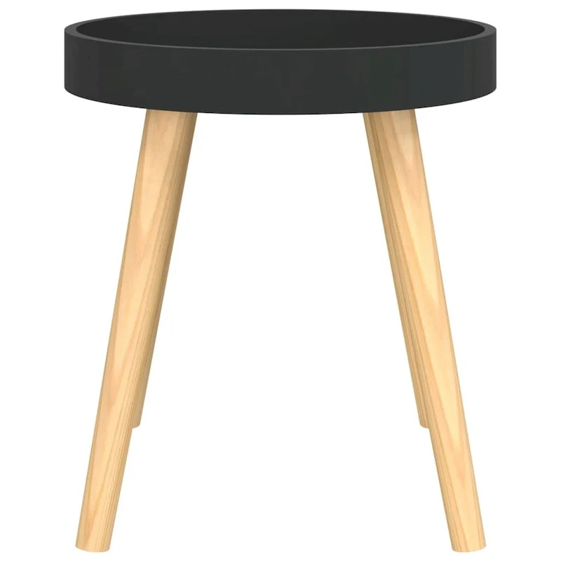 vidaXL Side Table Round End Coffee Table Engineered Wood and Solid Wood Pine - 15x15x15.7