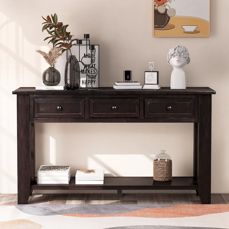 Accent Storage Cabinet Sideboard Wooden Cabinet with Metal Handles for Hallway, Entryway, Living Room, Bedroom
