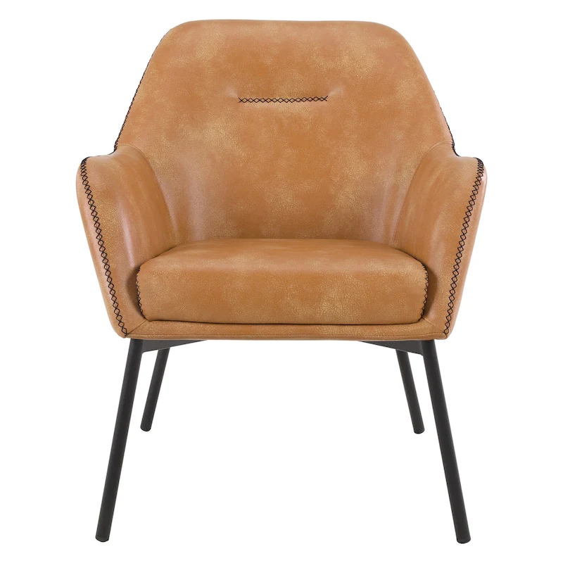 Brooks Accent Chair in Faux Leather with Stitch and Black Legs