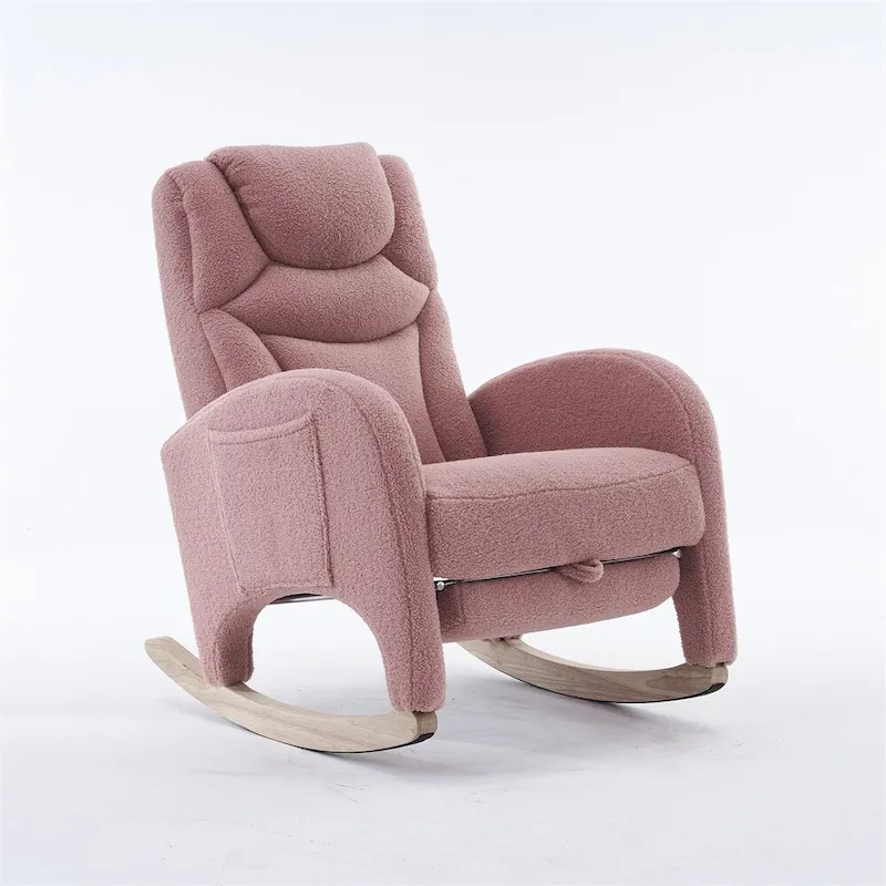 Ergonomic Fabric Nursery Rocking Chair With Adjustable Footrest