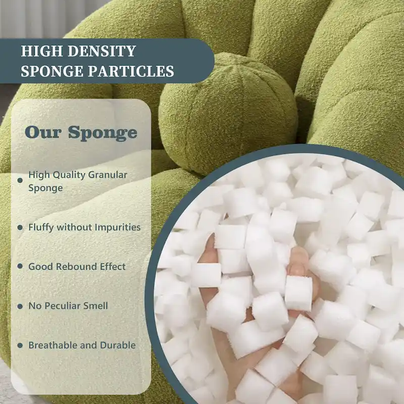 HOMEFUN Boucle Upholstered Round Lazy Cozy Bean Bag Chair With a Pillow