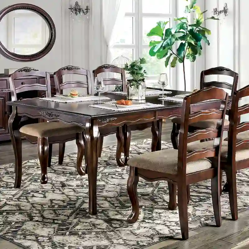 Furniture of America Shak Traditional Dark Walnut 78-inch Dining Table