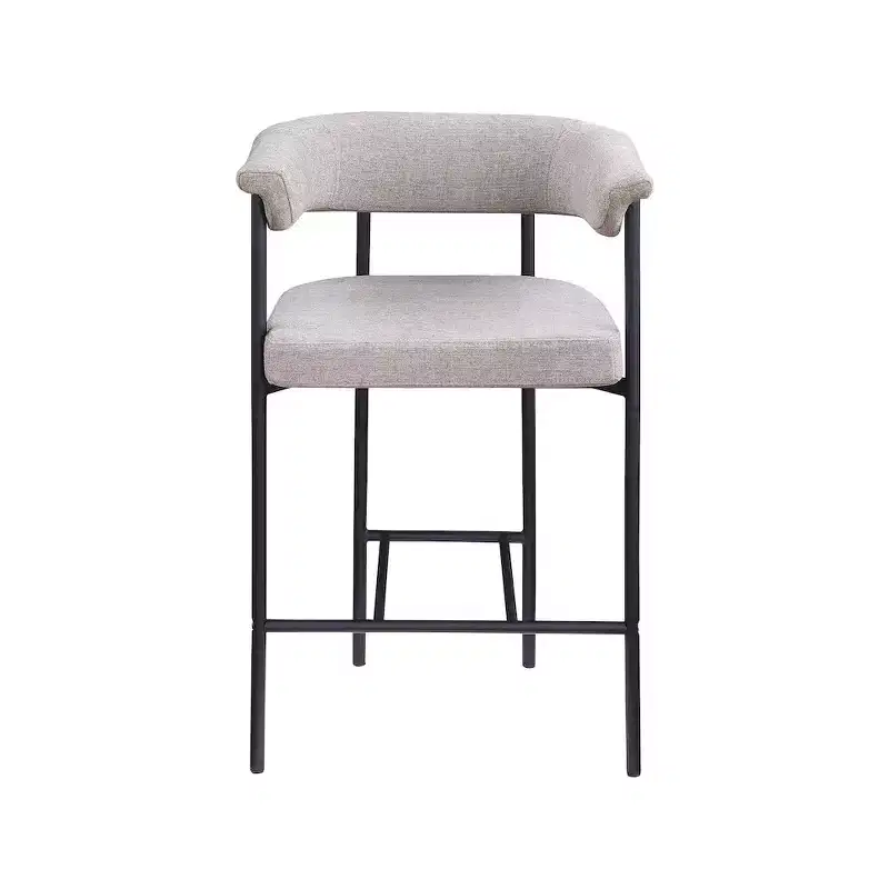 Meridian Furniture,Malin Taupe Linen Textured Fabric Counter Stool, Set of 2