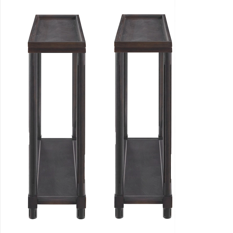 NewRidge Home Goods Harrison Narrow Side Tables, Espresso, Set of 2