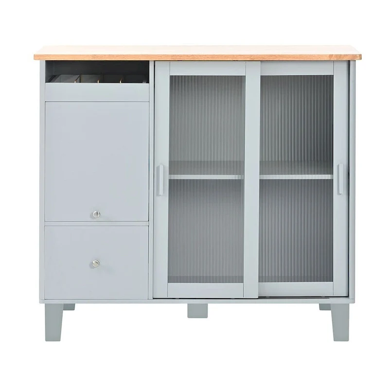 Folding Kitchen Cart with LED Lights