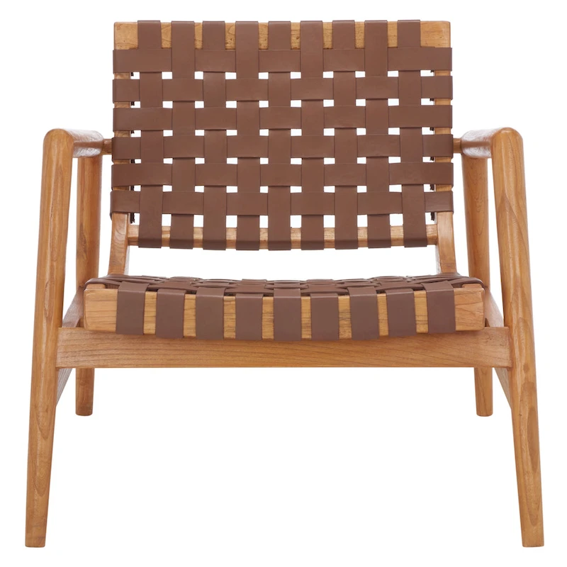 SAFAVIEH Vena Leather Woven Accent Chair - 30 W x 28 D x 28 H - 30Wx28Dx28H