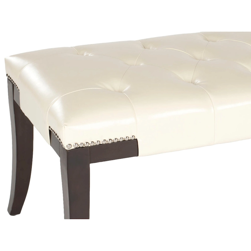 SAFAVIEH Leia Cream Tufted Nailhead Bench - 48Wx20Dx19H
