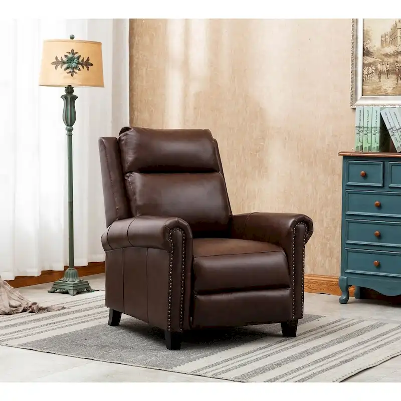 Ebello Genuine Leather Pushback Club Recliner Chair
