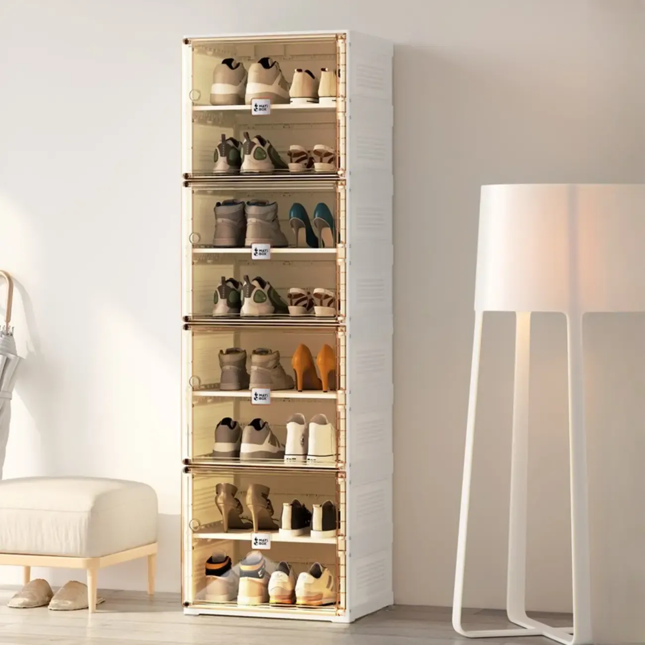 Portable Glam Plastic Clear Shoe Boxes in White