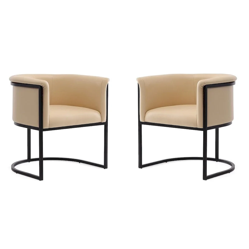 Faux Leather Dining Chairs Set of 2 - Pebble/White/Saddle/Tan/Black