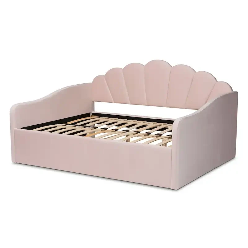 Timila Modern Velvet Upholstered Daybed-Light Pink