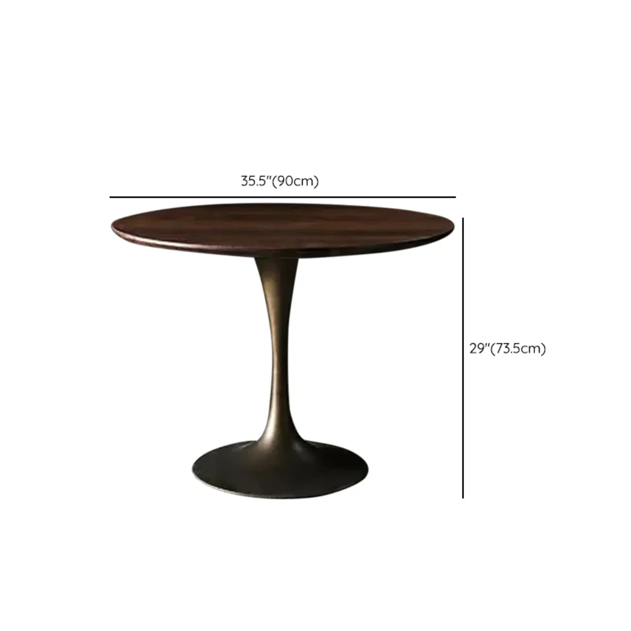 Glam Brown Wood Round Dining Table