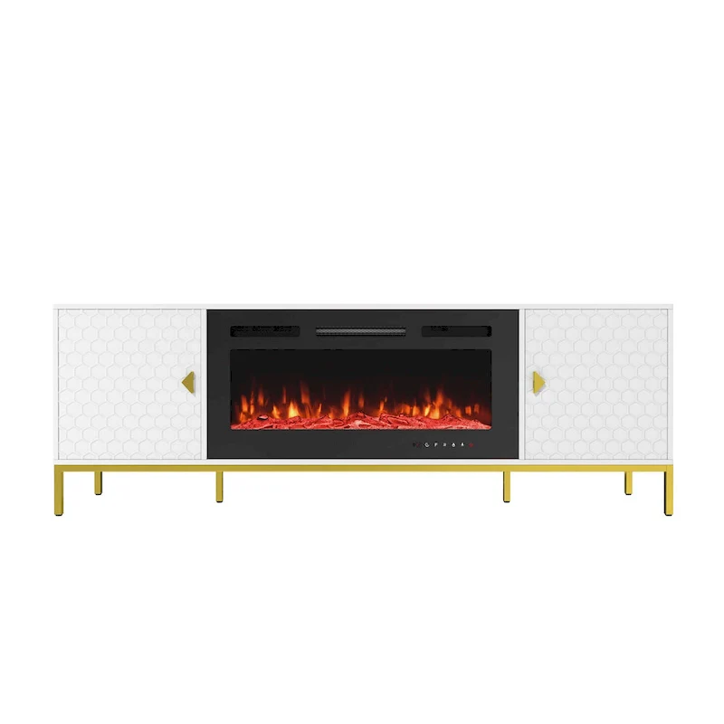 70 Wood Fireplace TV Stand with 36 Electric Fireplace
