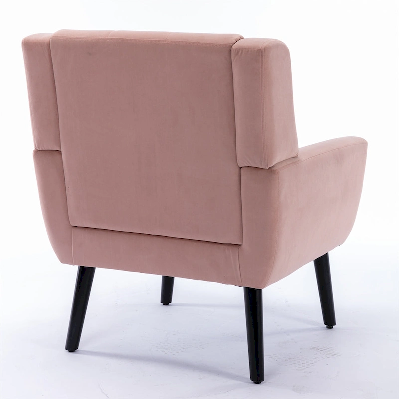 Pink Velvet Modern 29.5 Tufted Accent Chair with Wood Legs