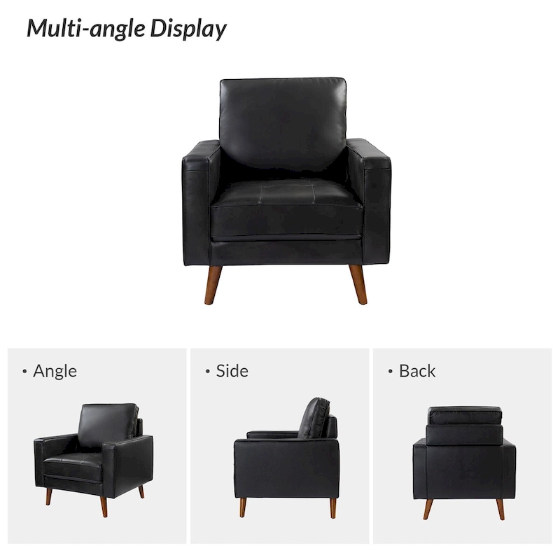 Elizabeth Mid-century Genuine Leather Arm Chair Set of 2 by HULALA HOME