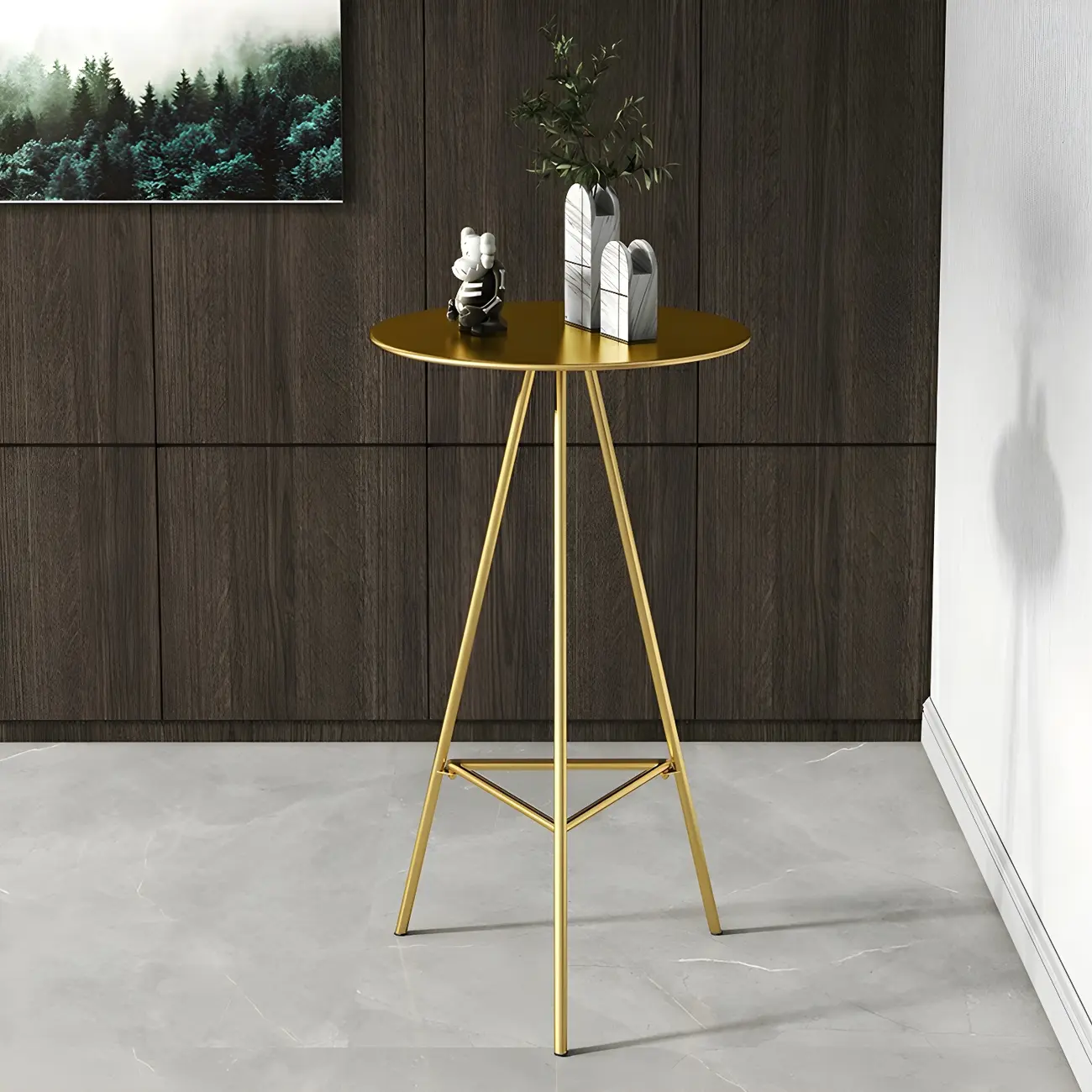 Modern Glam Round Gold Metal Tripod Bar Tables