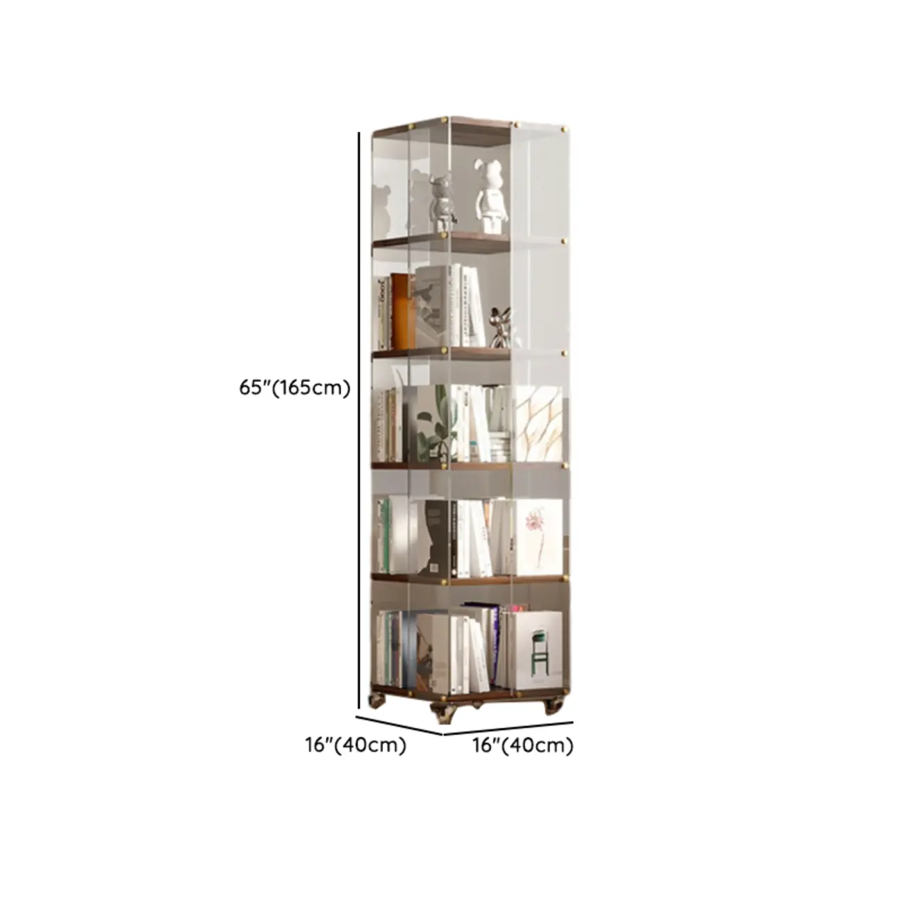 Art Deco Square Timber Shelf Glass Panel Swivel Chest