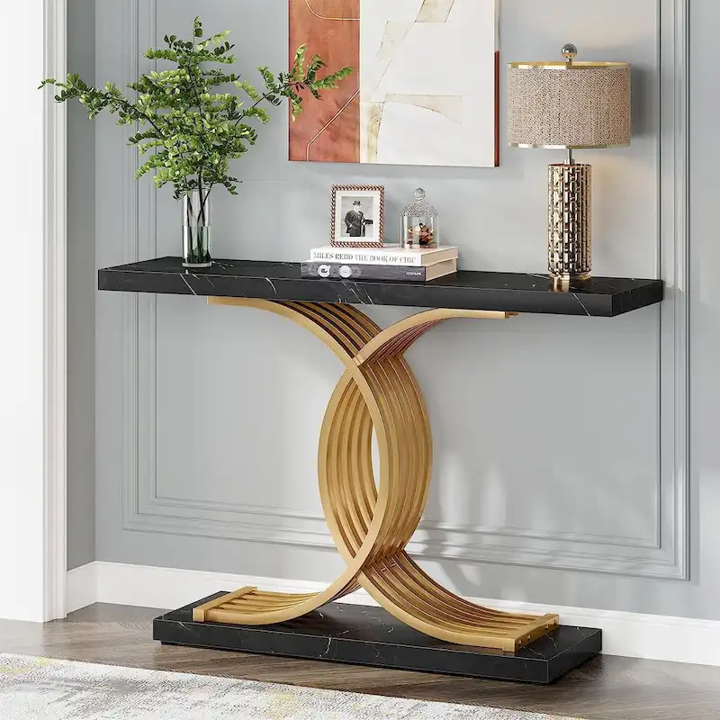 Console Table, Entryway Table with Geometric Legs, Sofa Table - 11.81D x 39.37W x 31.49H