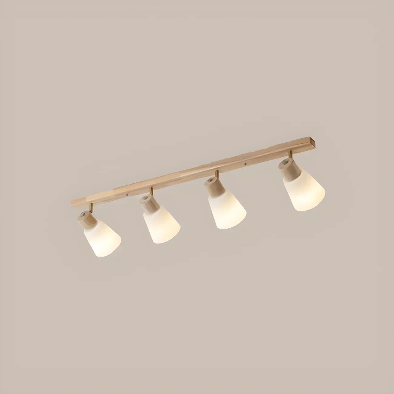 Natural Wood White Cone Glass Adjustable Semi Flush Track Light