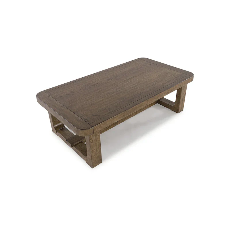 Light Brown Coffee Table 56W x 30D x 17H, Rustic Wood Living Room Center Table