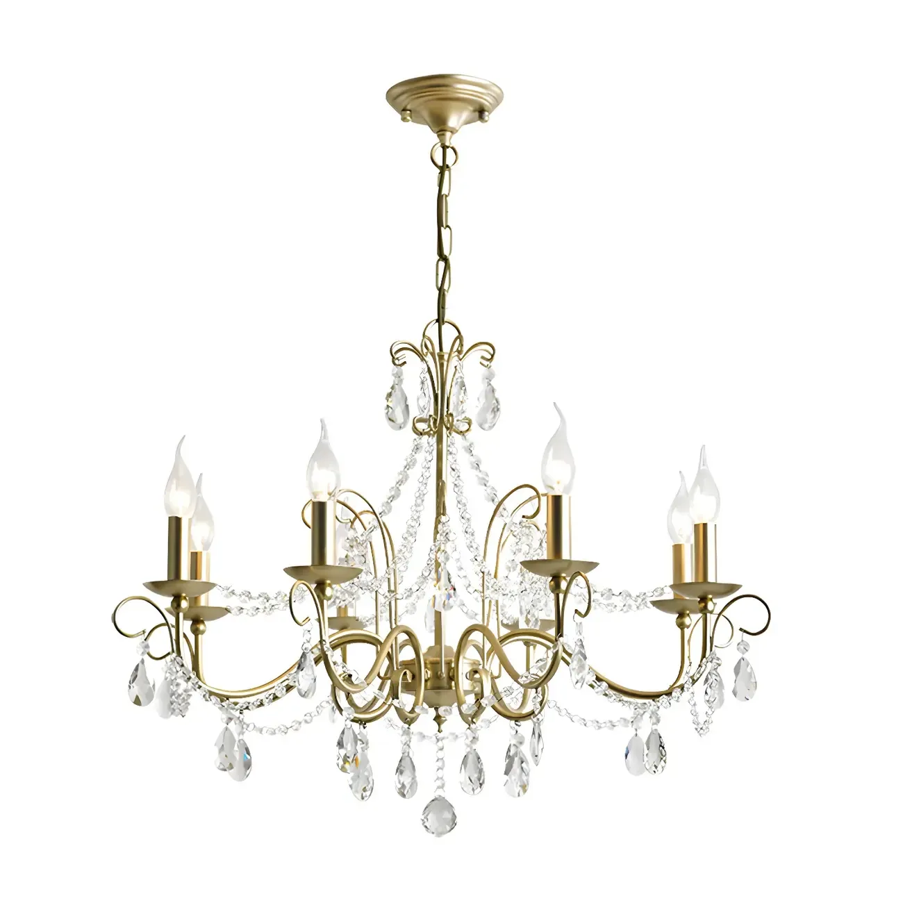 Gold Crystal Metal Elegant Classic Chandelier Light