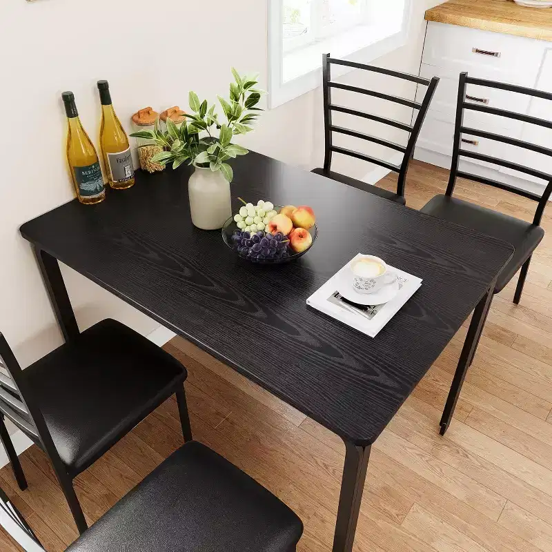Kitchen Table Set for 5, 4 Piece Wooden Dining Table Set with 4 Chairs for Small Space, Modern Counter Height Small Dinette Set for Kitchen