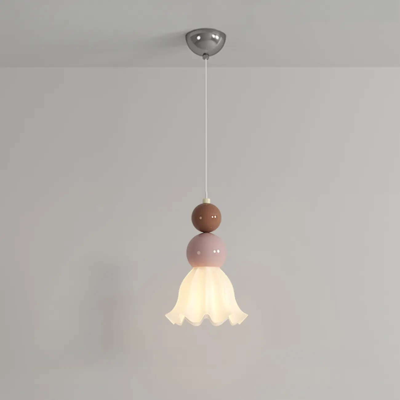 Modern Milk Cocoa Glass Floral Pendant Light