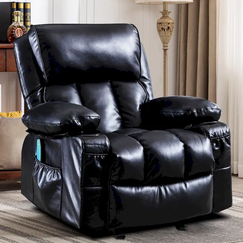 Faux leather Massage Recliner Chair, Rocker Recliner, Heat Function