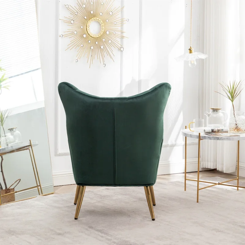 Velvet Button-Tufted Wing Back Accent Chair