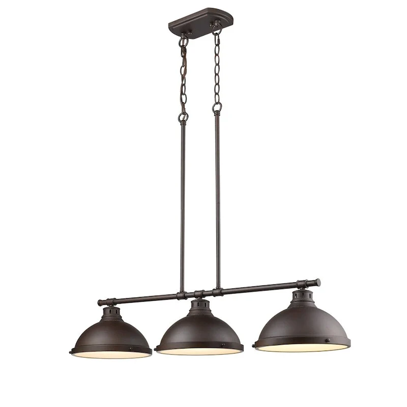 Golden Lighting Duncan Bronze Metal/ Glass 3-light Linear Pendant Fixture