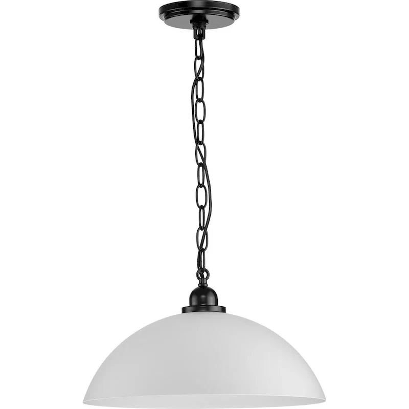 Classic Dome Collection One-Light Matte Black Transitional Pendant - 15 in x 15 in x 8.125 in