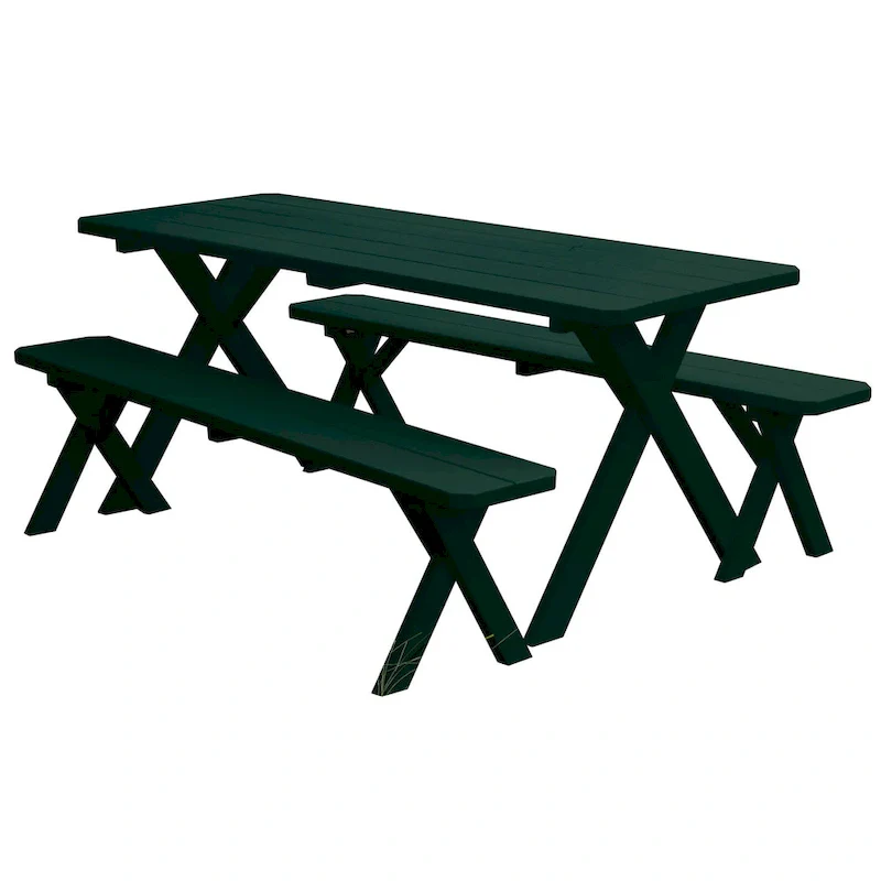 Pine 5' Cross-Leg Picnic Table with 2 Benches