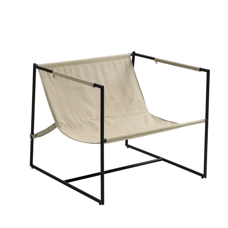 Metal Framed Accent Chair Sling Armchair with Bag Cushion