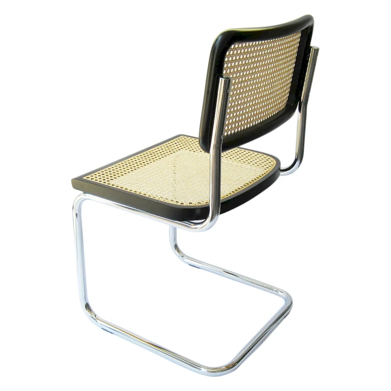 Breuer Chair Company Cesca Cane Dining Chair in Chrome and Black
