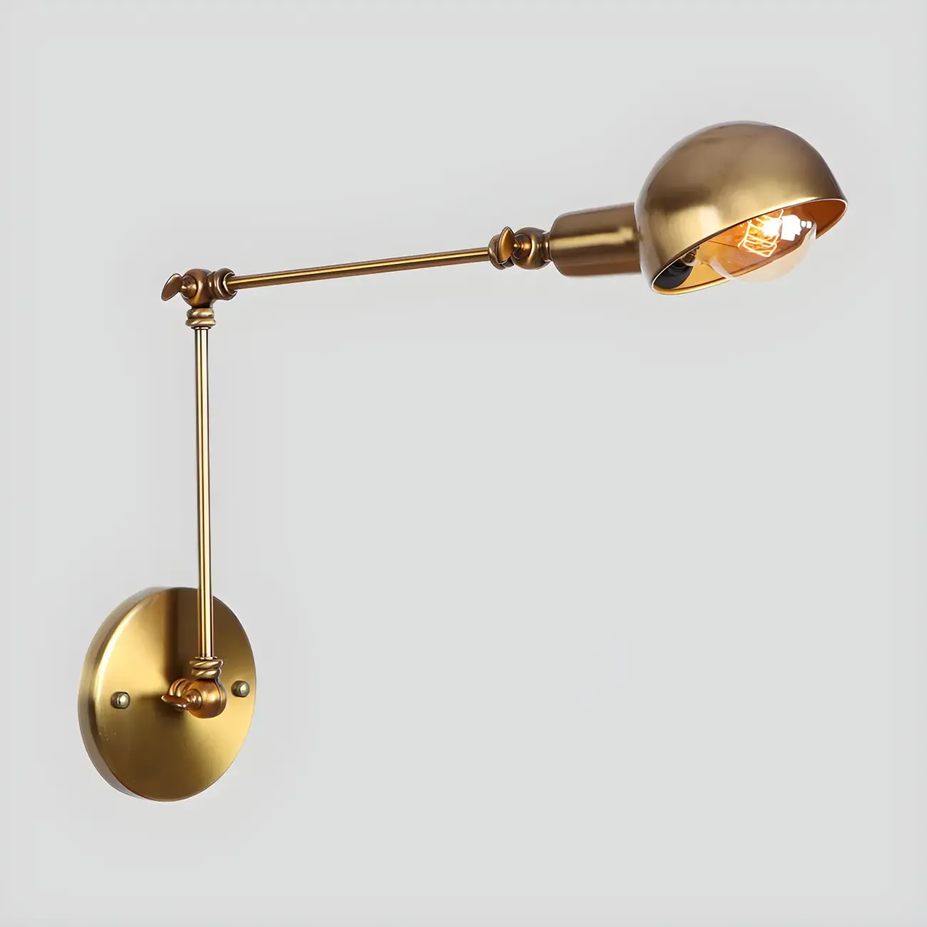 Gold and White Dome Swing Arm Wall Light