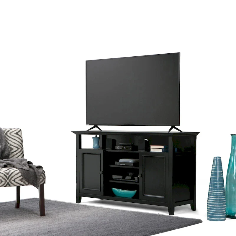 54-Inch Wide Solid Wood Transitional-Style Tv Stand — 54