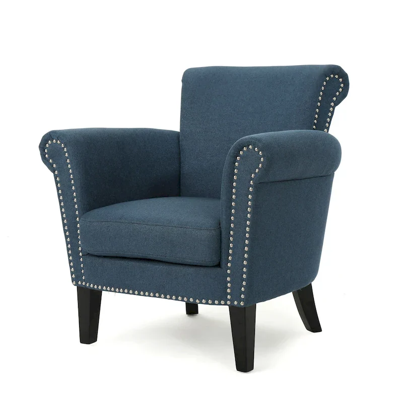 Navy Blue 31 Upholstered Club Chair with Nailheads