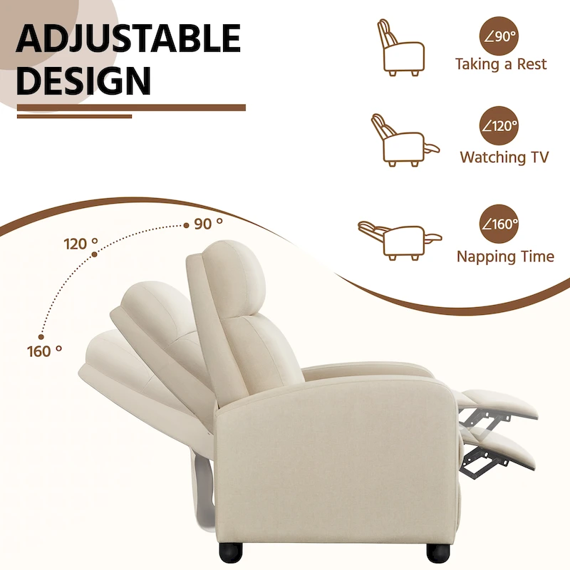 Yaheetech Modern Fabric Recliner Chair