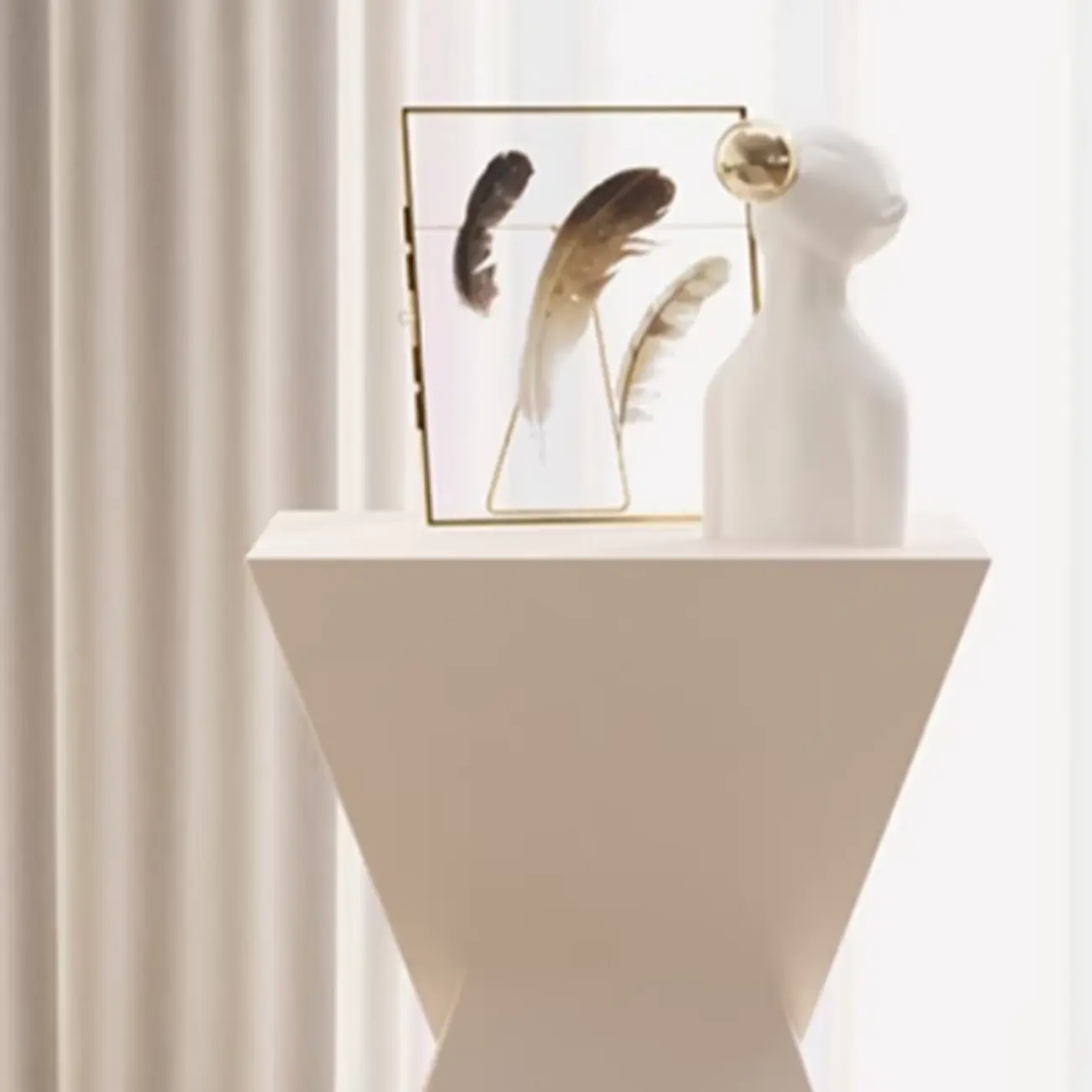 Living Room Black Iron Stone Twisted Side Table