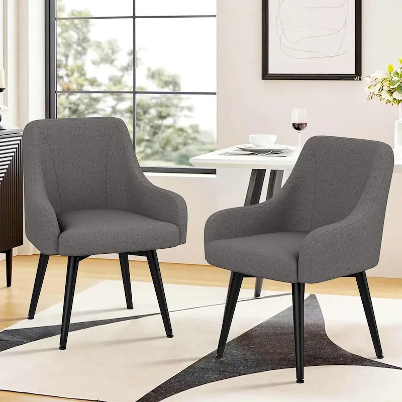 Swivel Dining Chairs Set of 2 Upholstered Accent Chairs Living Room Chairs Desk Office Arm Chair
