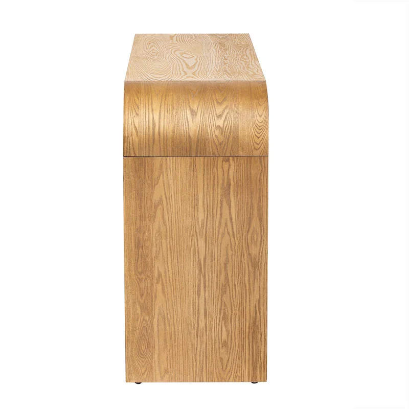 Wooden Sideboard Buffet Cabinet with Curvy Edge & Adjustable Shelves