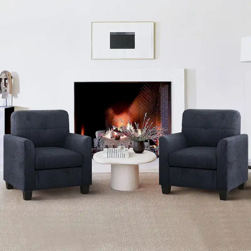 Mid-Century Upholstered Accent Chair Single Sofa with Armrest - 32.5Lx28.9Wx36.2H