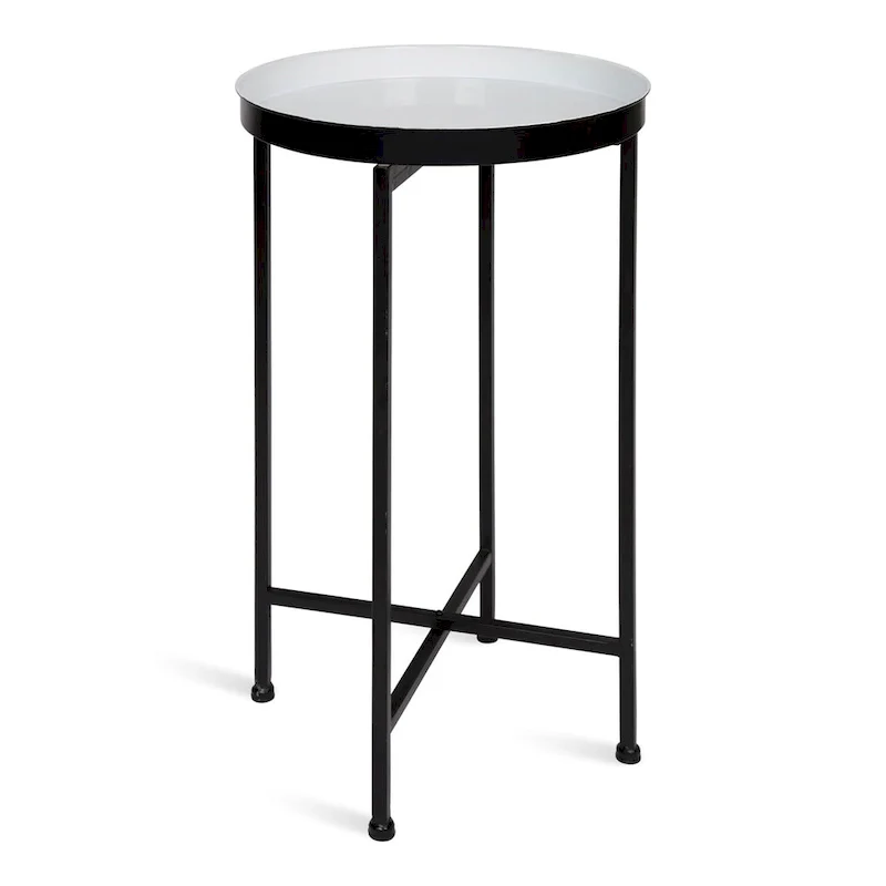 Kate and Laurel Celia Round Metal Tray/ Foldable Accent Table - 14x14x25.75