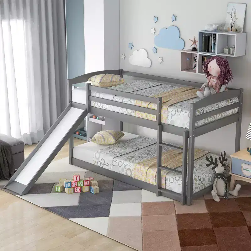 Whisen Twin over Twin Bunk Bed with Convertible Slide and Ladder